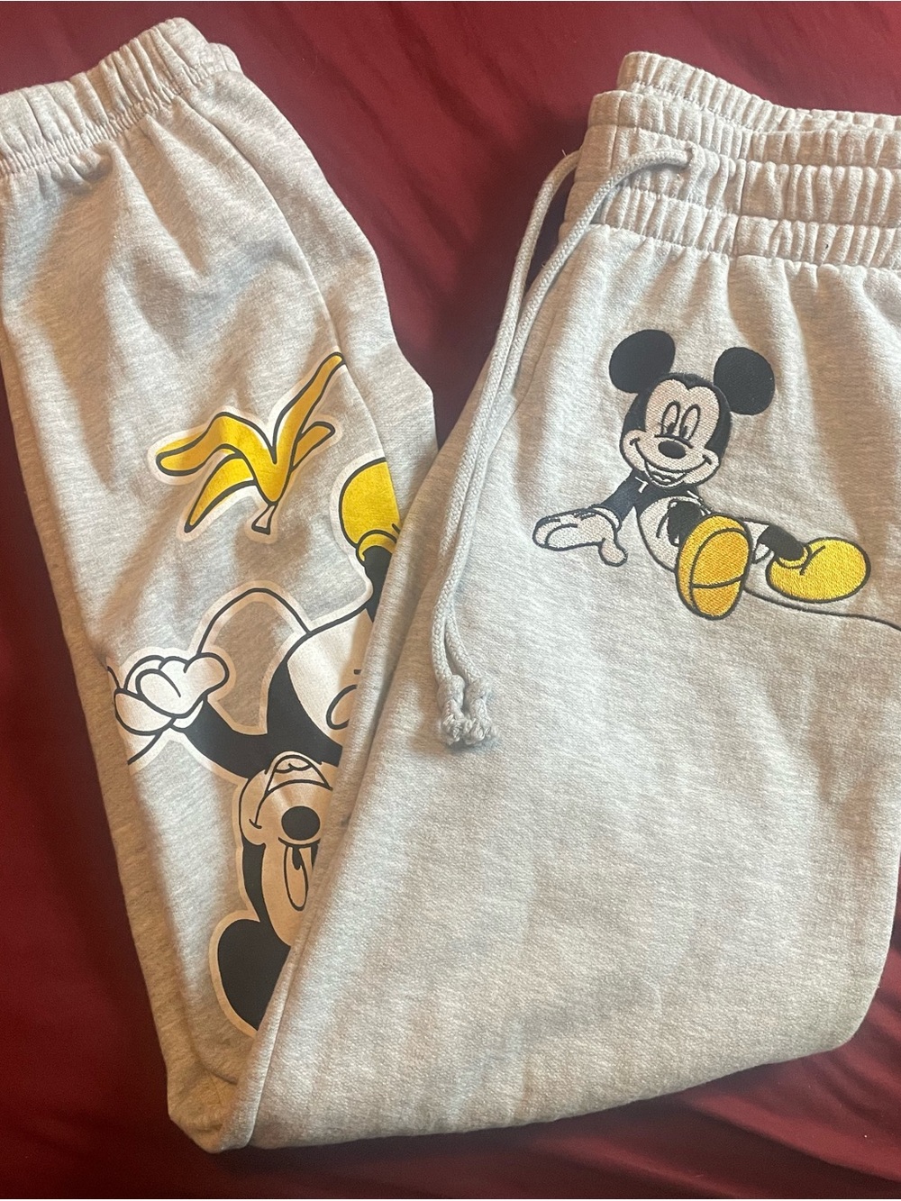 Disney Light Gray Mickey Mouse Joggers with Yellow Accents